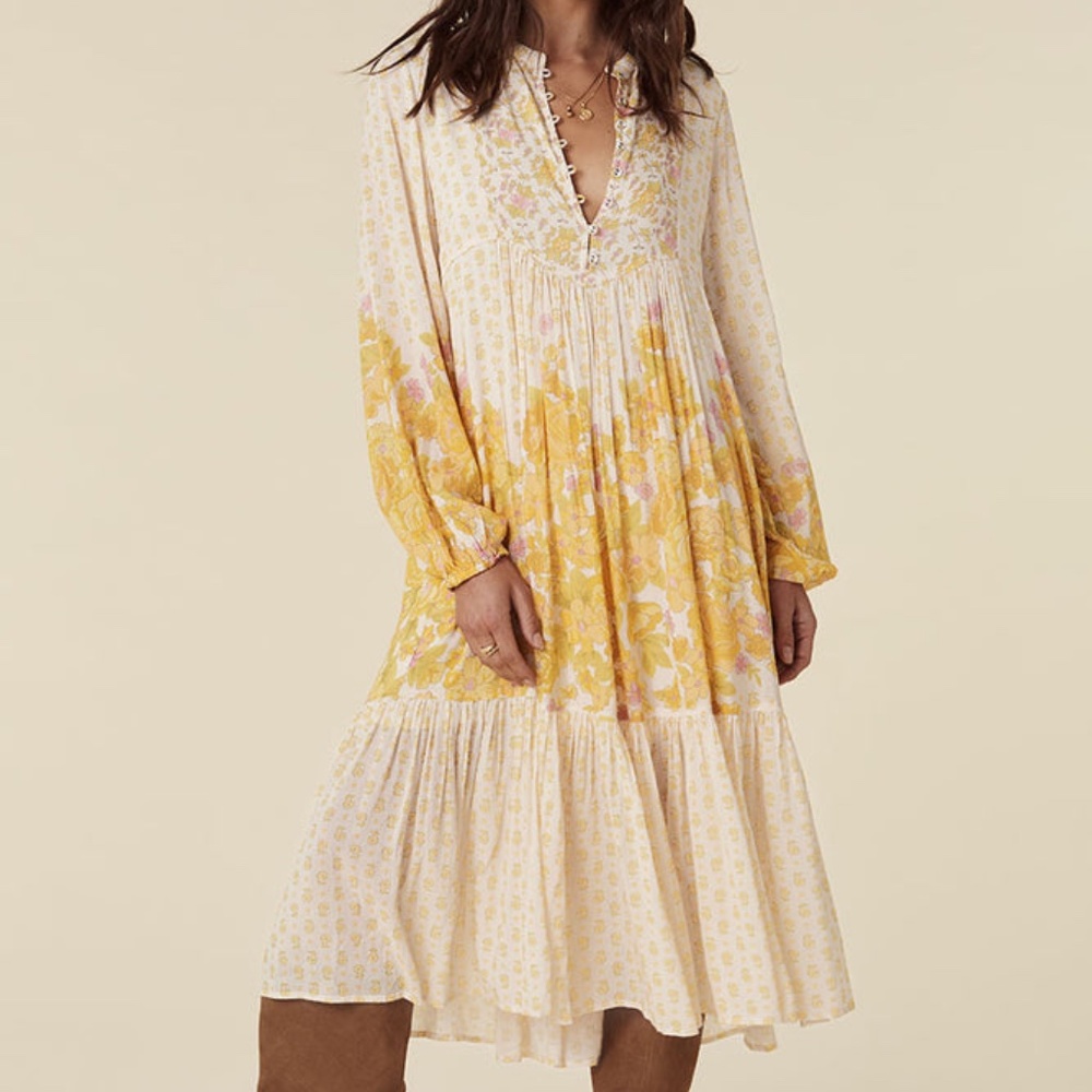Spell yellow rose boho midi dress- honeysuckle